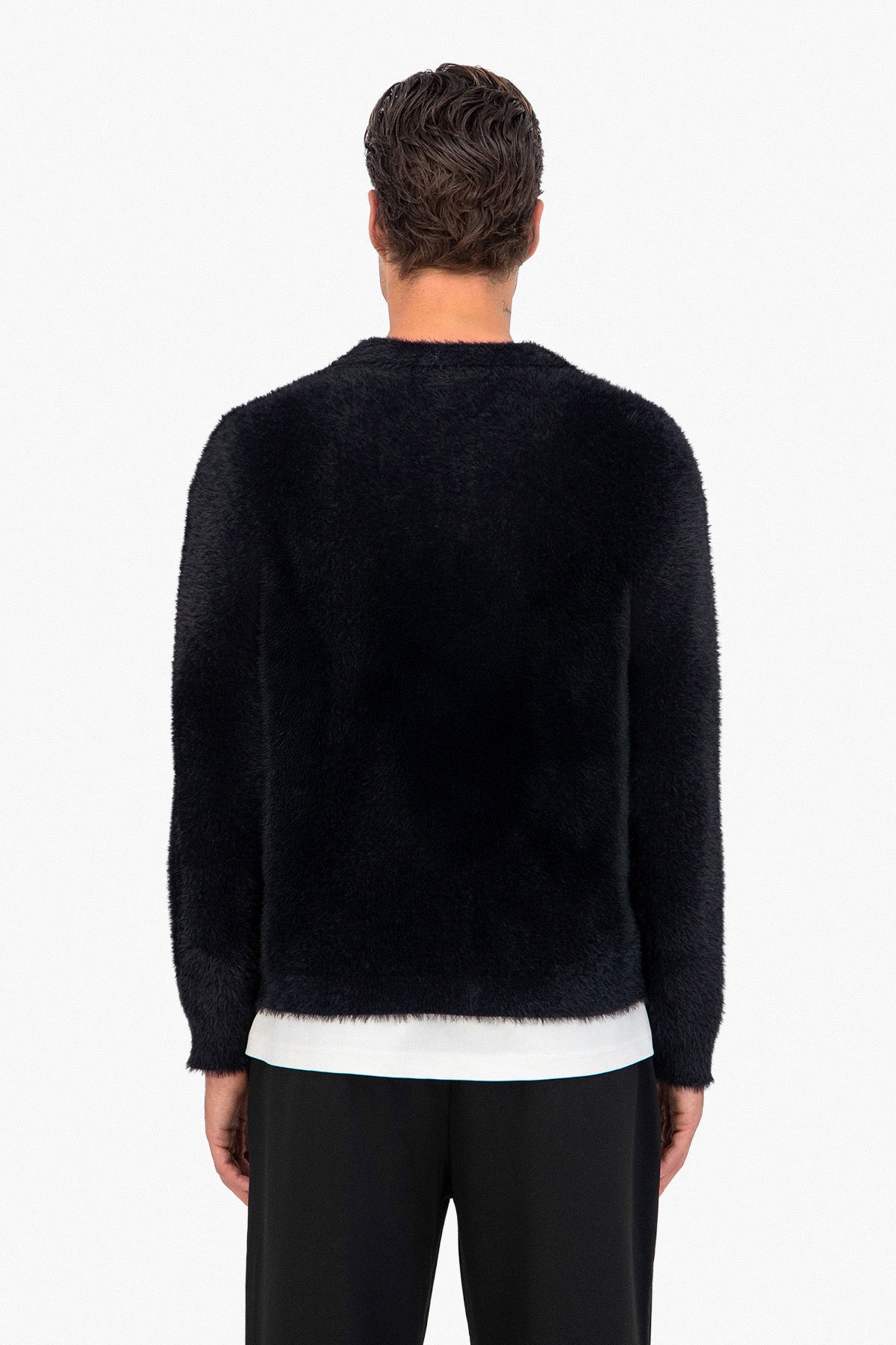 Pull polo fluffy noir