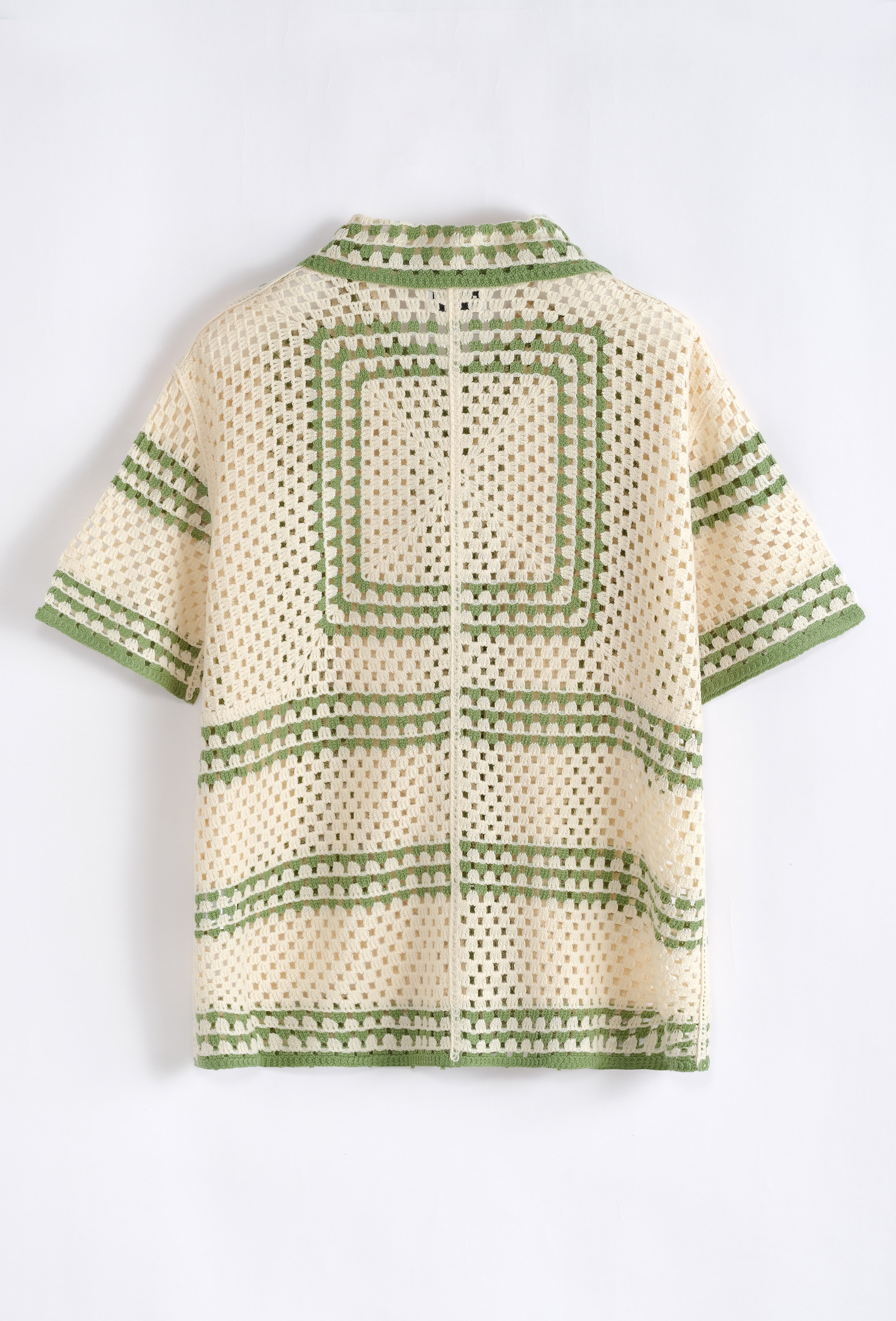 Chemise crochet vert / blanc