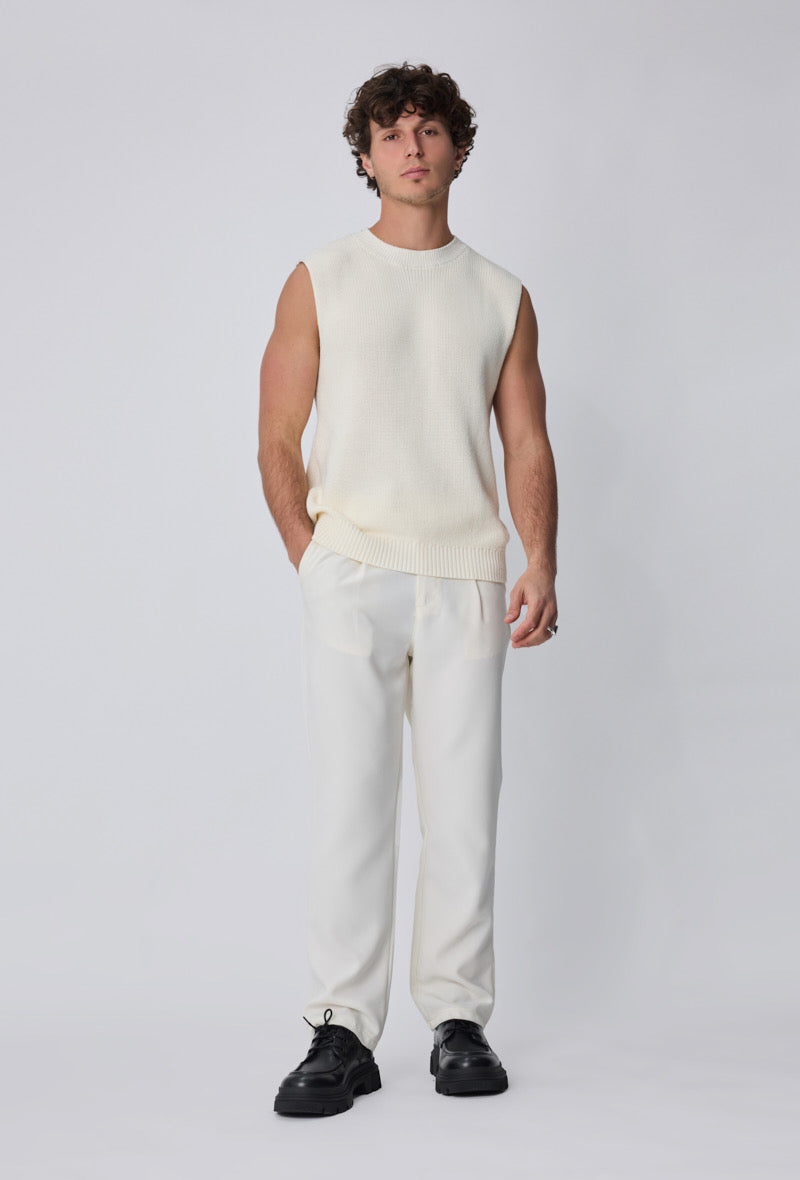 Débardeur maille épais blanc cassé