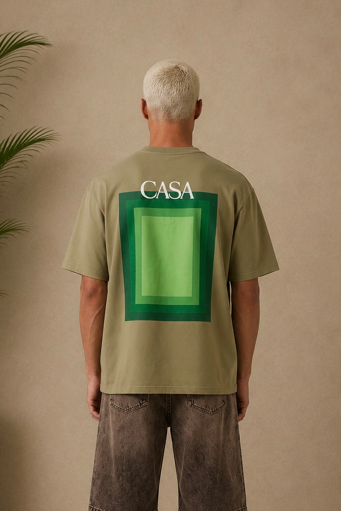 T-Shirt Casa kaki / vert