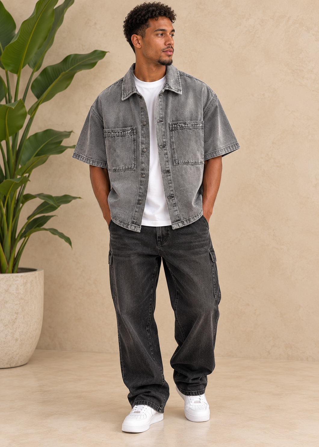 Chemise en jean gris clair