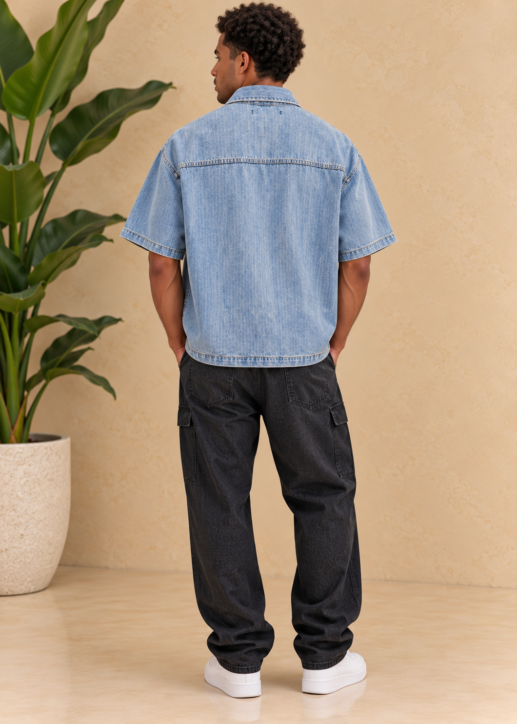 Chemise en jean bleu rayure