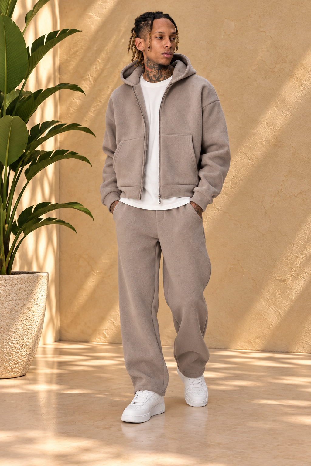 Ensemble jogging marron clair