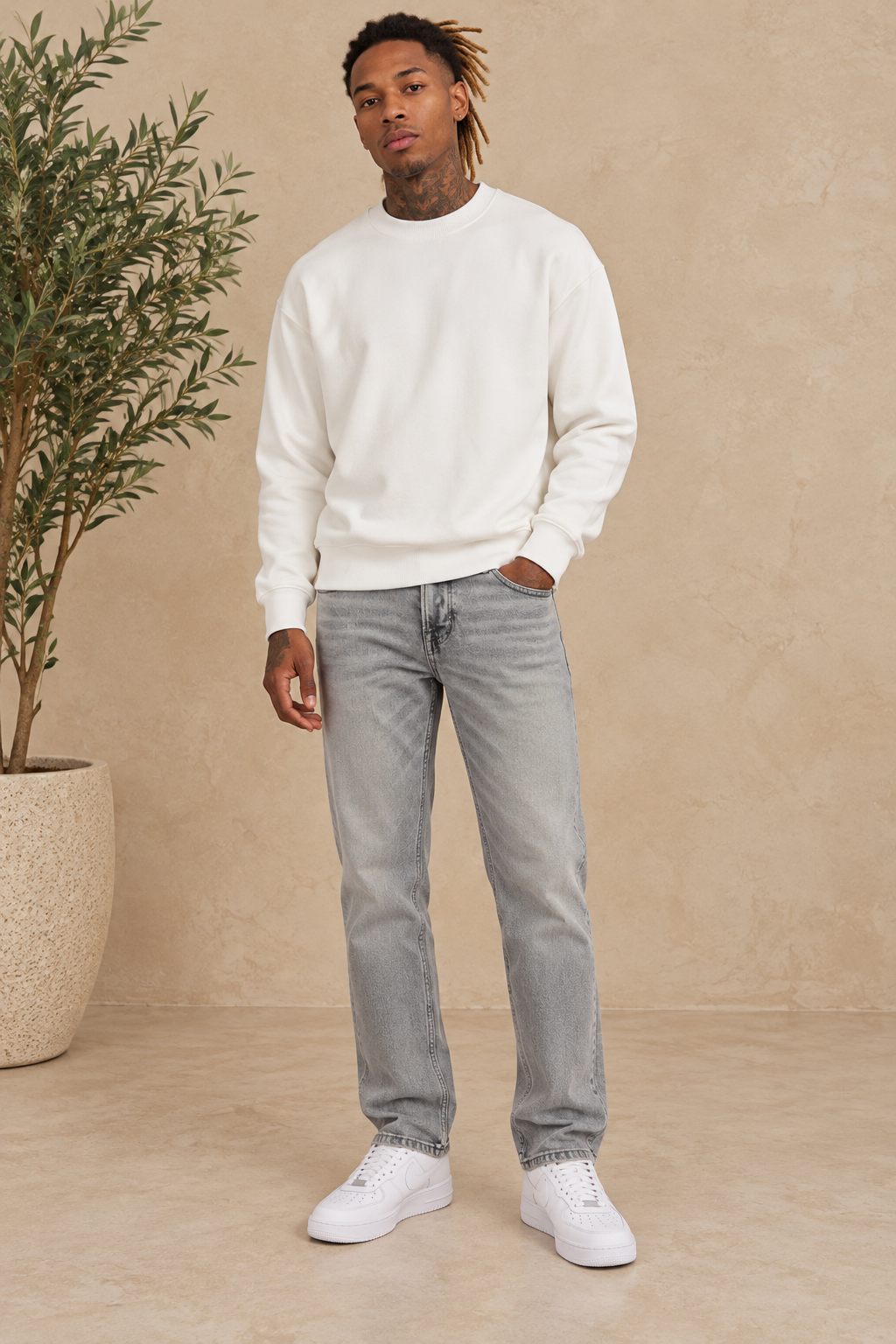 Jean regular gris clair