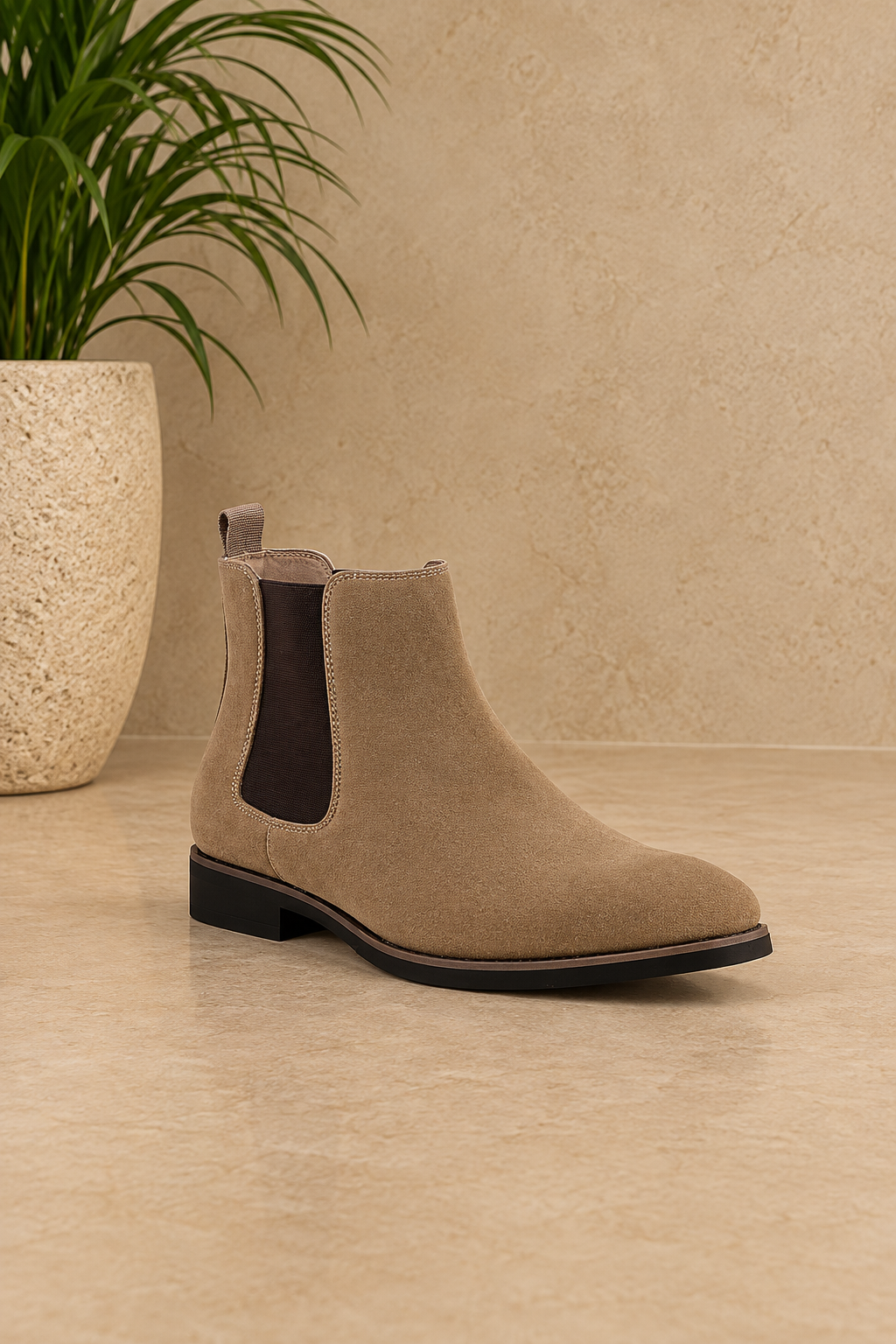 Bottines Chelsea en suédine beige
