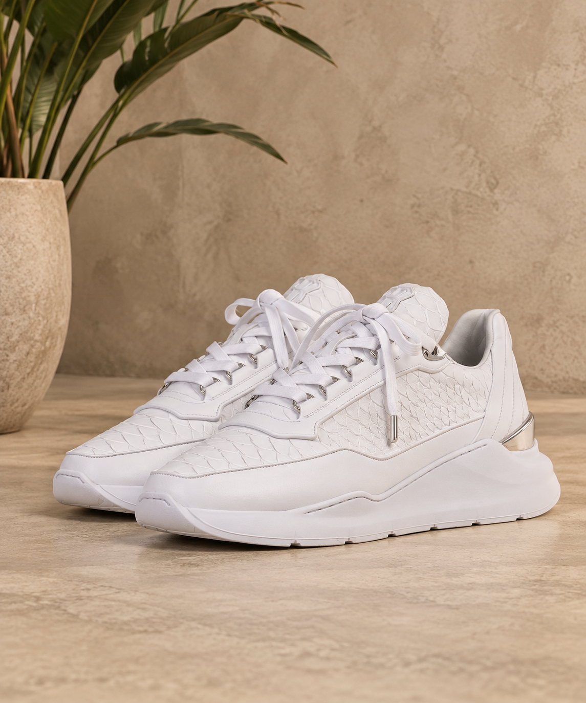 BENJAMIN BERNER - Basket ALPHA RUNNER Python blanc