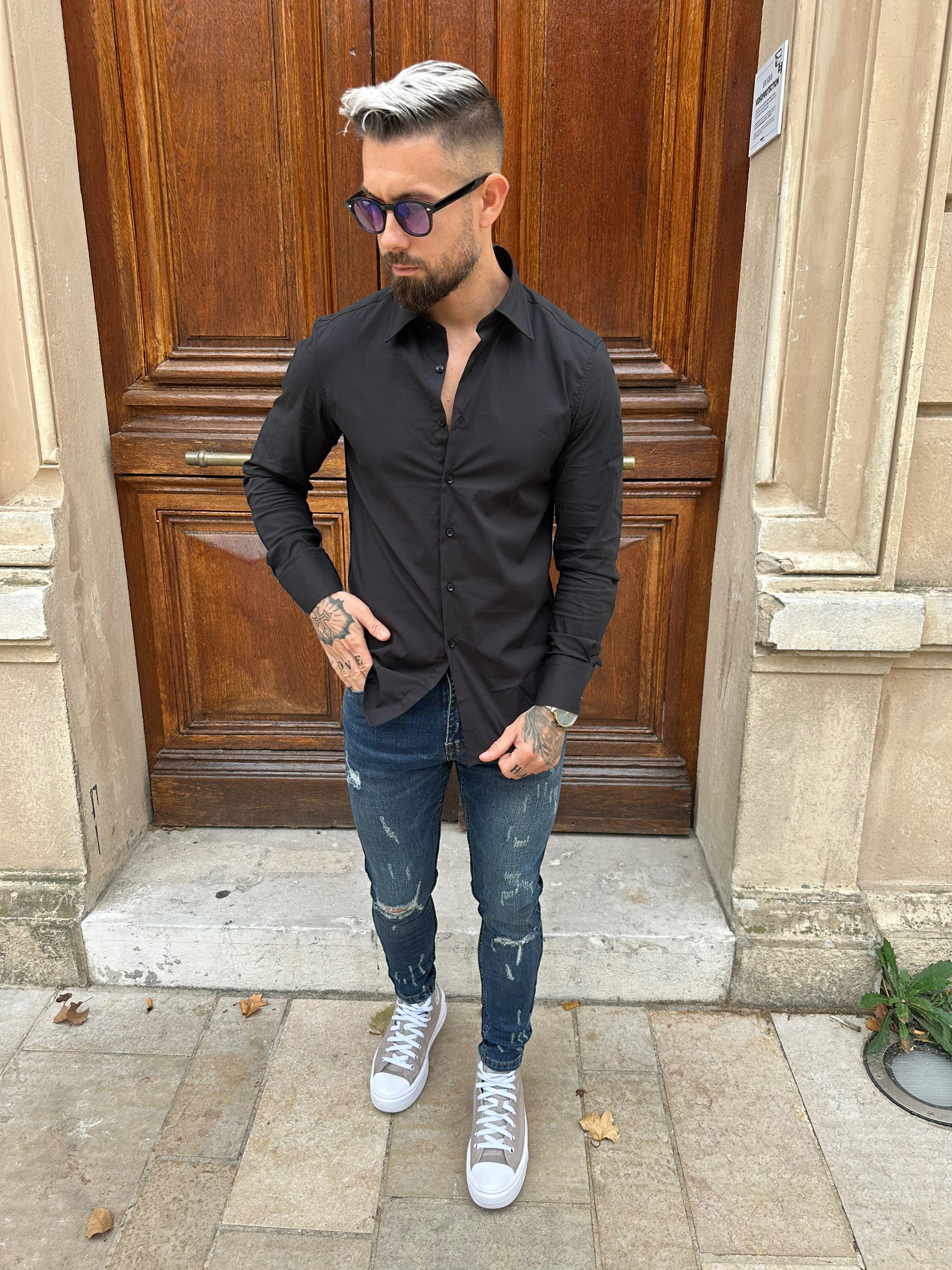 Chemise manche longue noir - Stayin