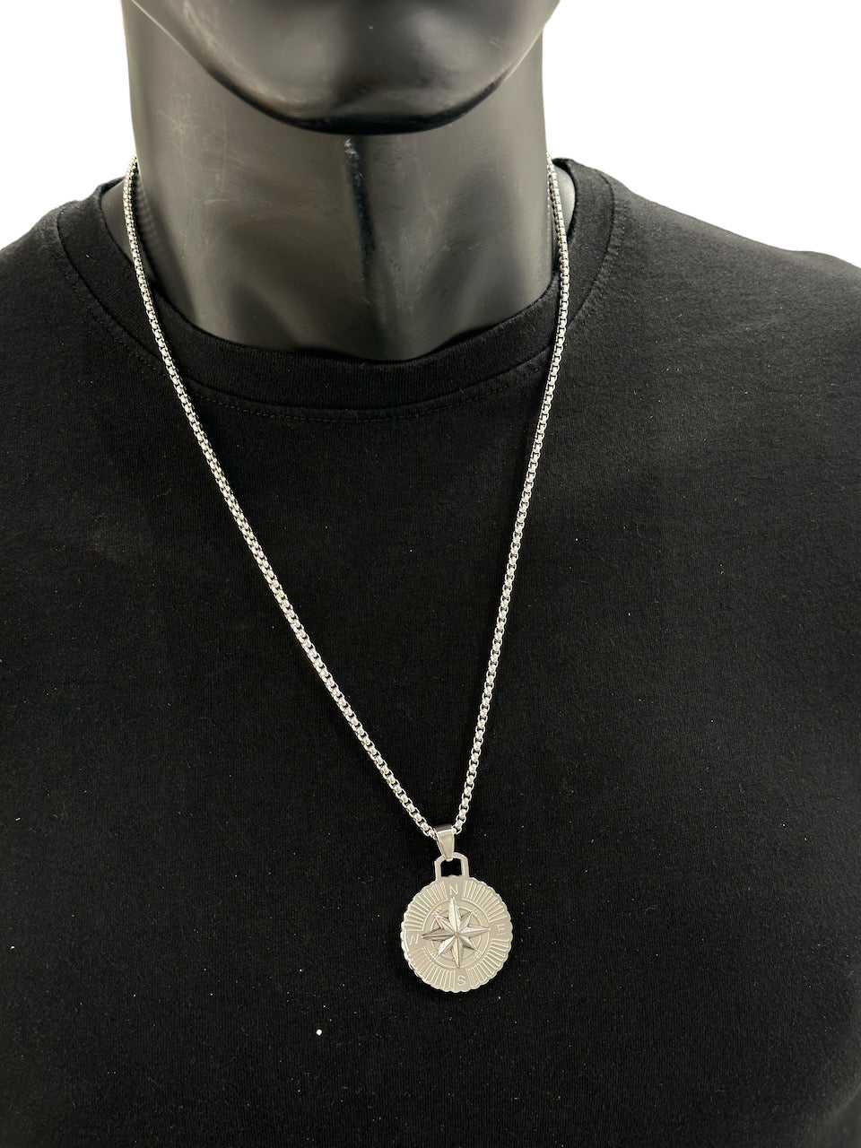 Collier argent pendentif rose des vents