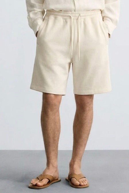 Short coton beige