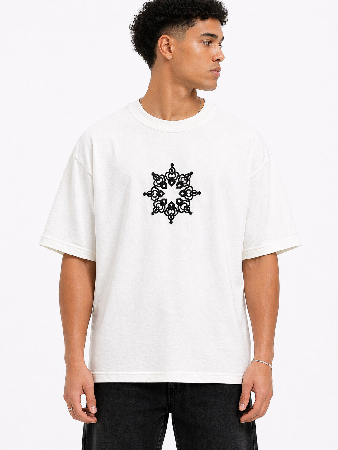 T-shirt oversize Respire brodé blanc
