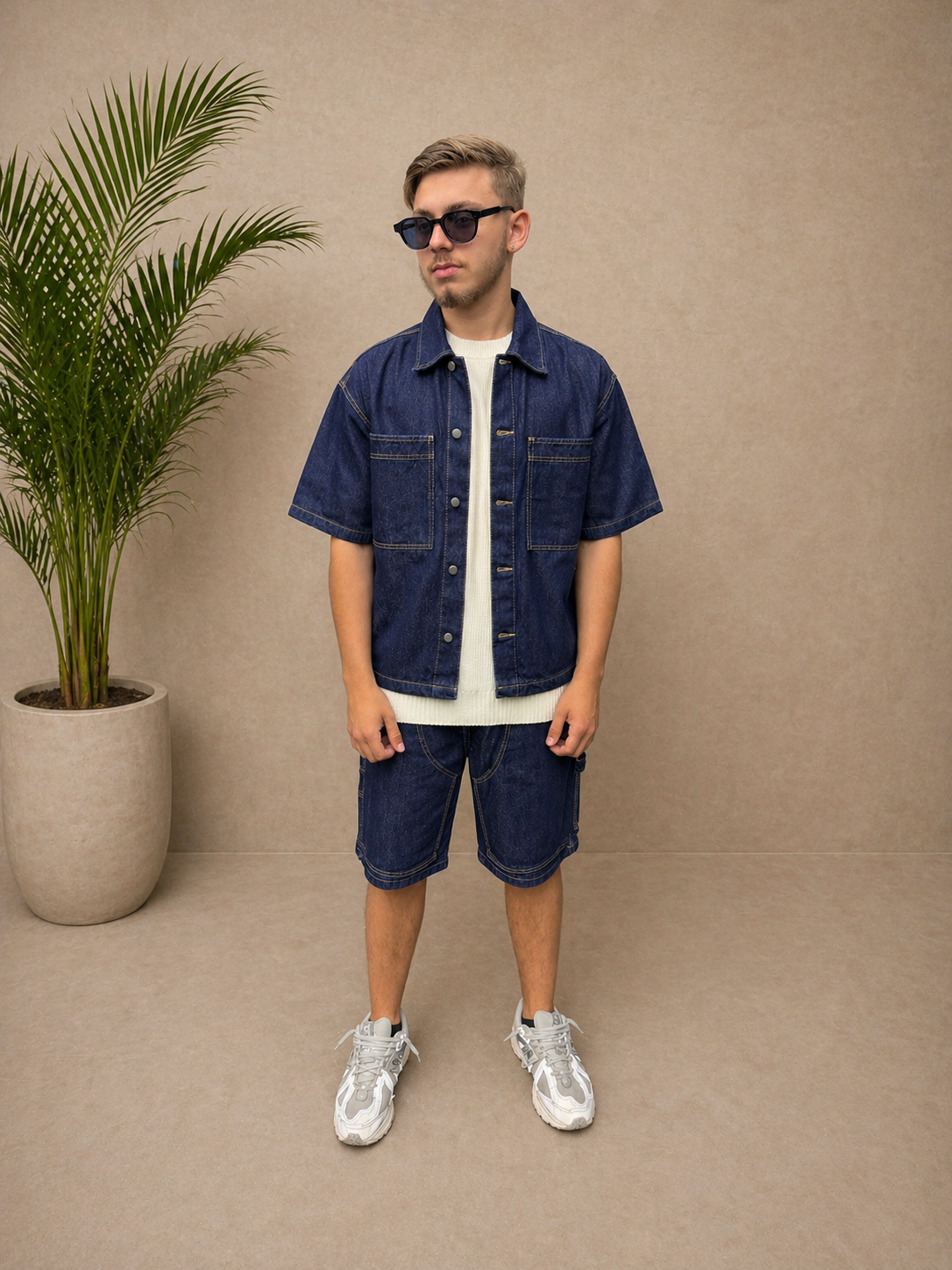 Ensemble short et chemise en jean Blue denim