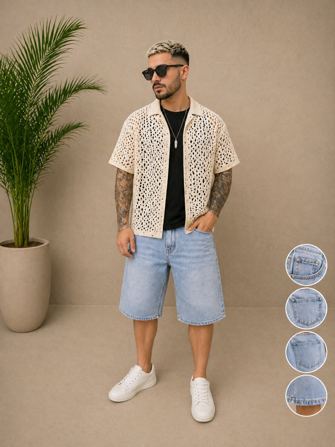 Short bermuda jean bleu ciel large