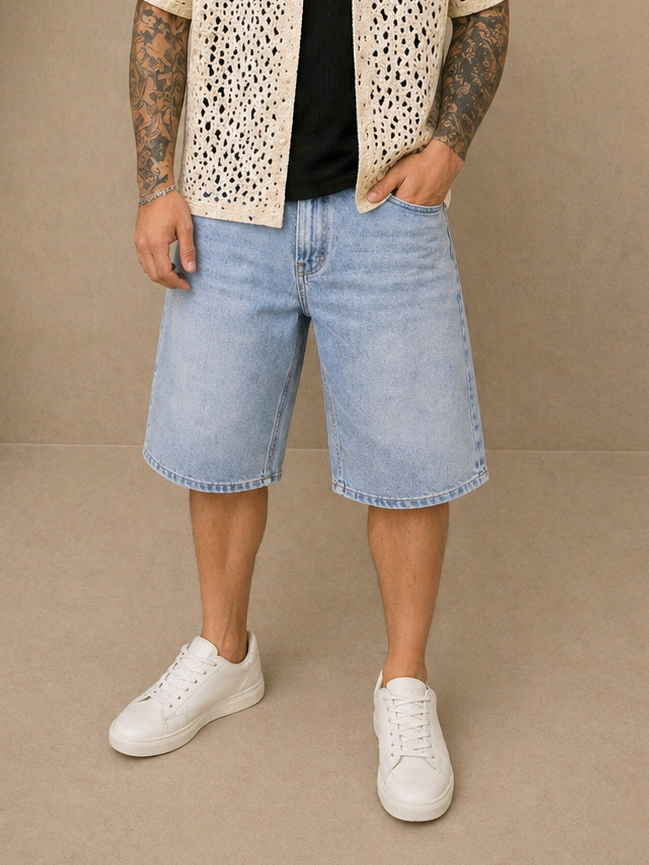 Short bermuda jean bleu ciel large