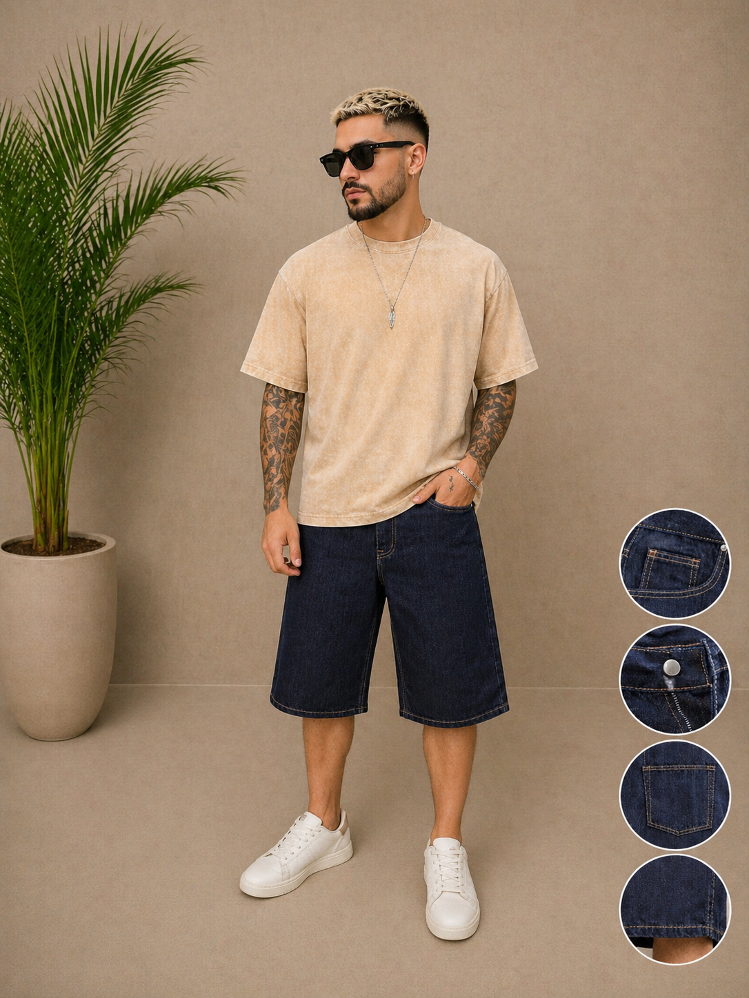 Short bermuda jean brut large