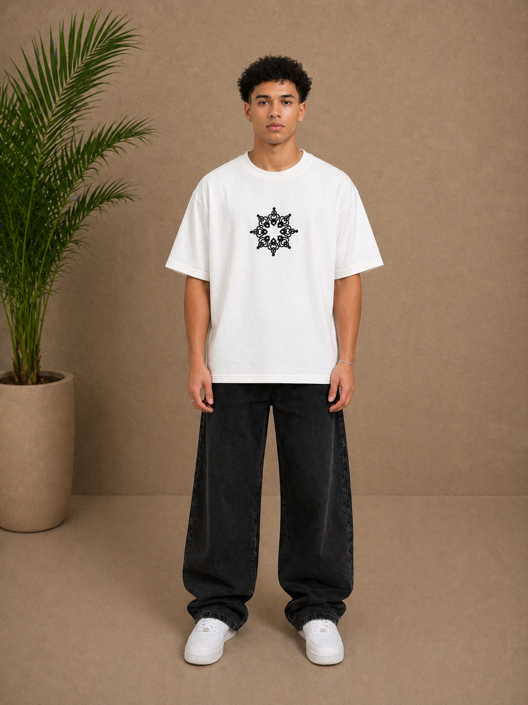 T-shirt oversize Respire brodé blanc