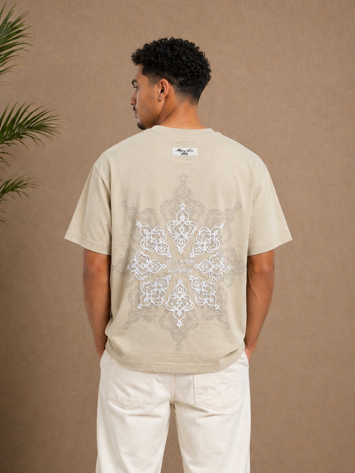 T-shirt oversize Respire brodé beige
