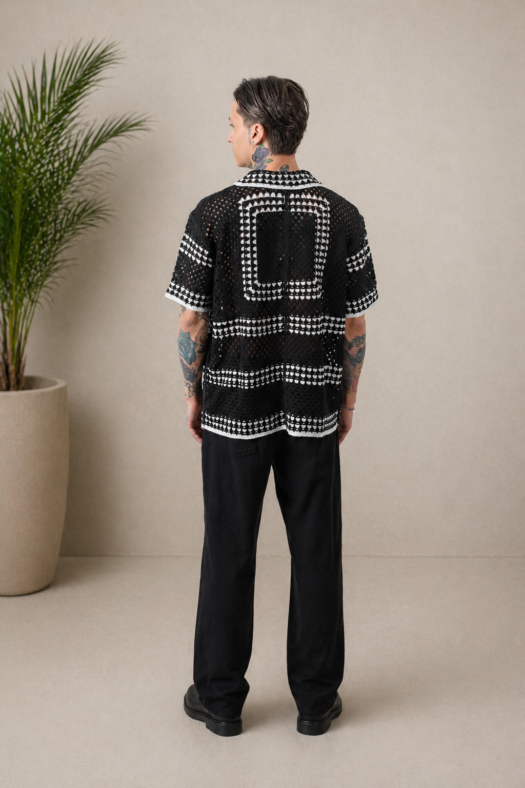 Chemise crochet noir et blanche