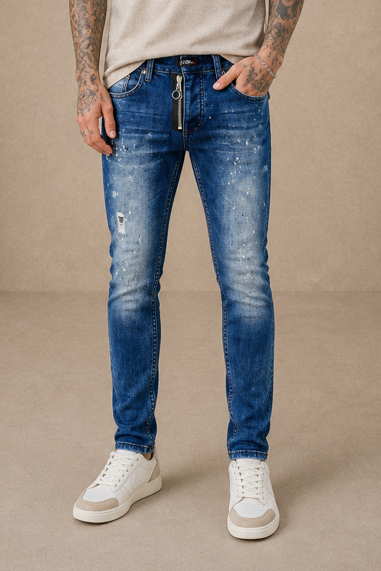 Jean Slim zip bleu