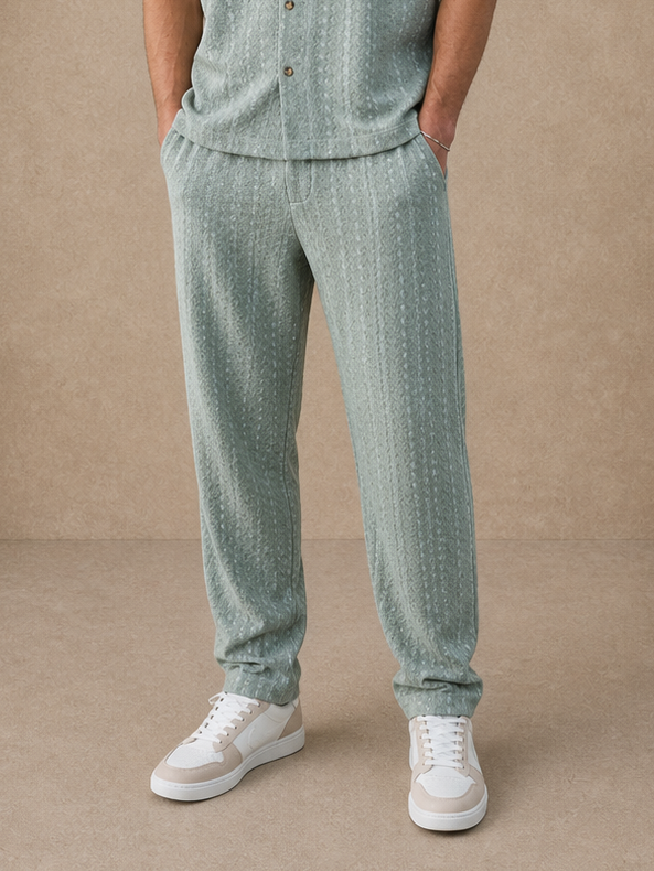 Pantalon à motifs vert clair