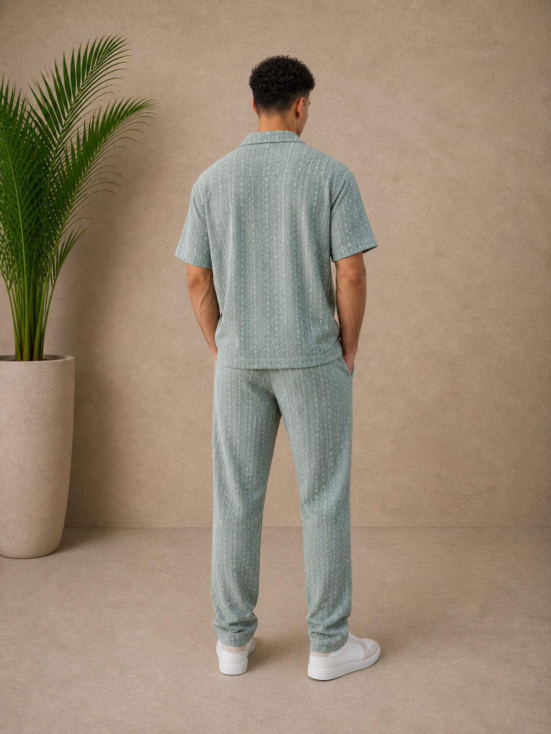 Pantalon à motifs vert clair