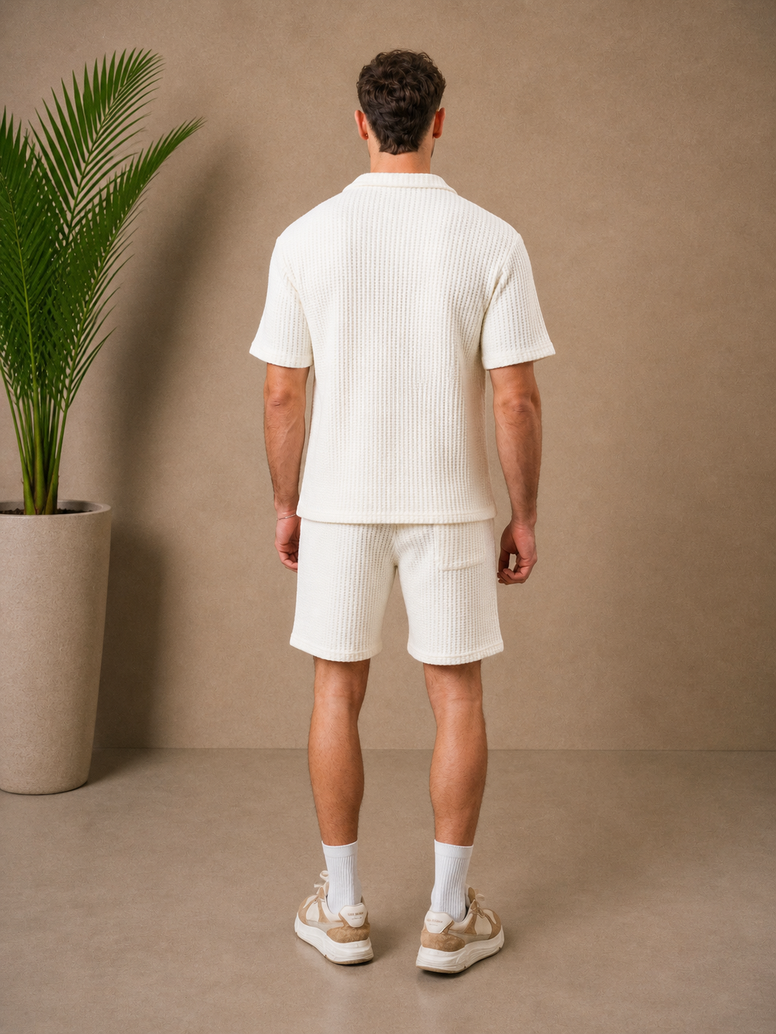 Ensemble short chemise maille blanc