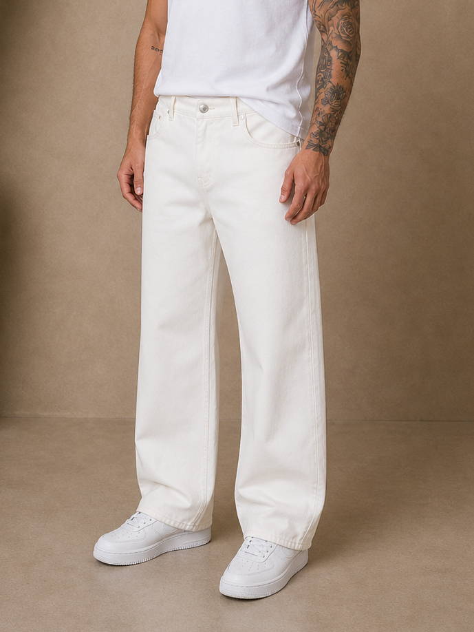 Jean large blanc