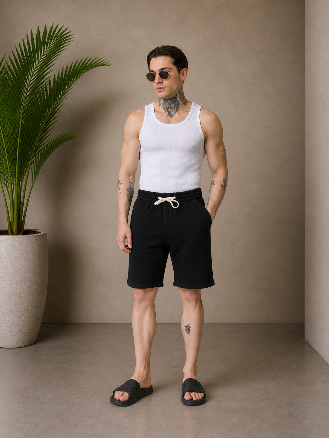 Short coton noir