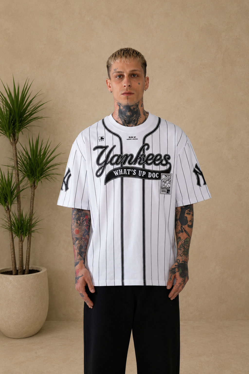 T-shirt Baseball Yankees Bug Bunny blanc