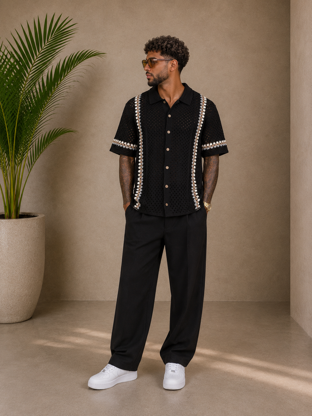 Chemise crochet noir shabby