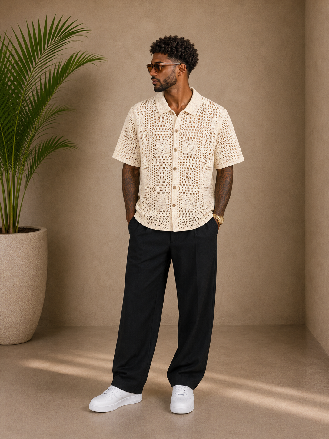 Chemise maille crème