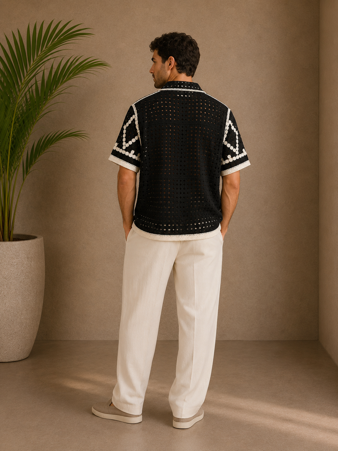 Chemise crochet noir et blanche