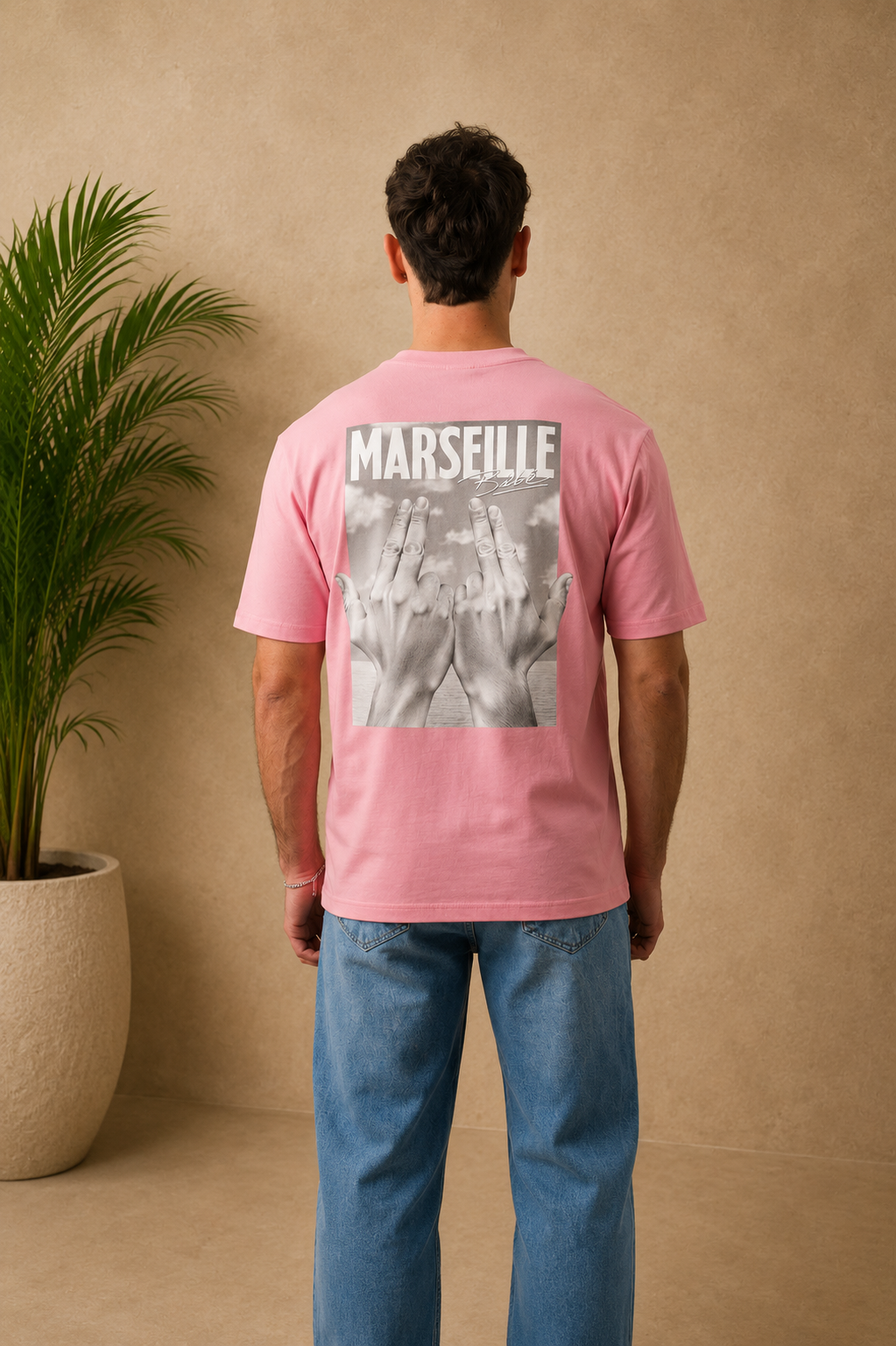 T-shirt tableau Marseille rose