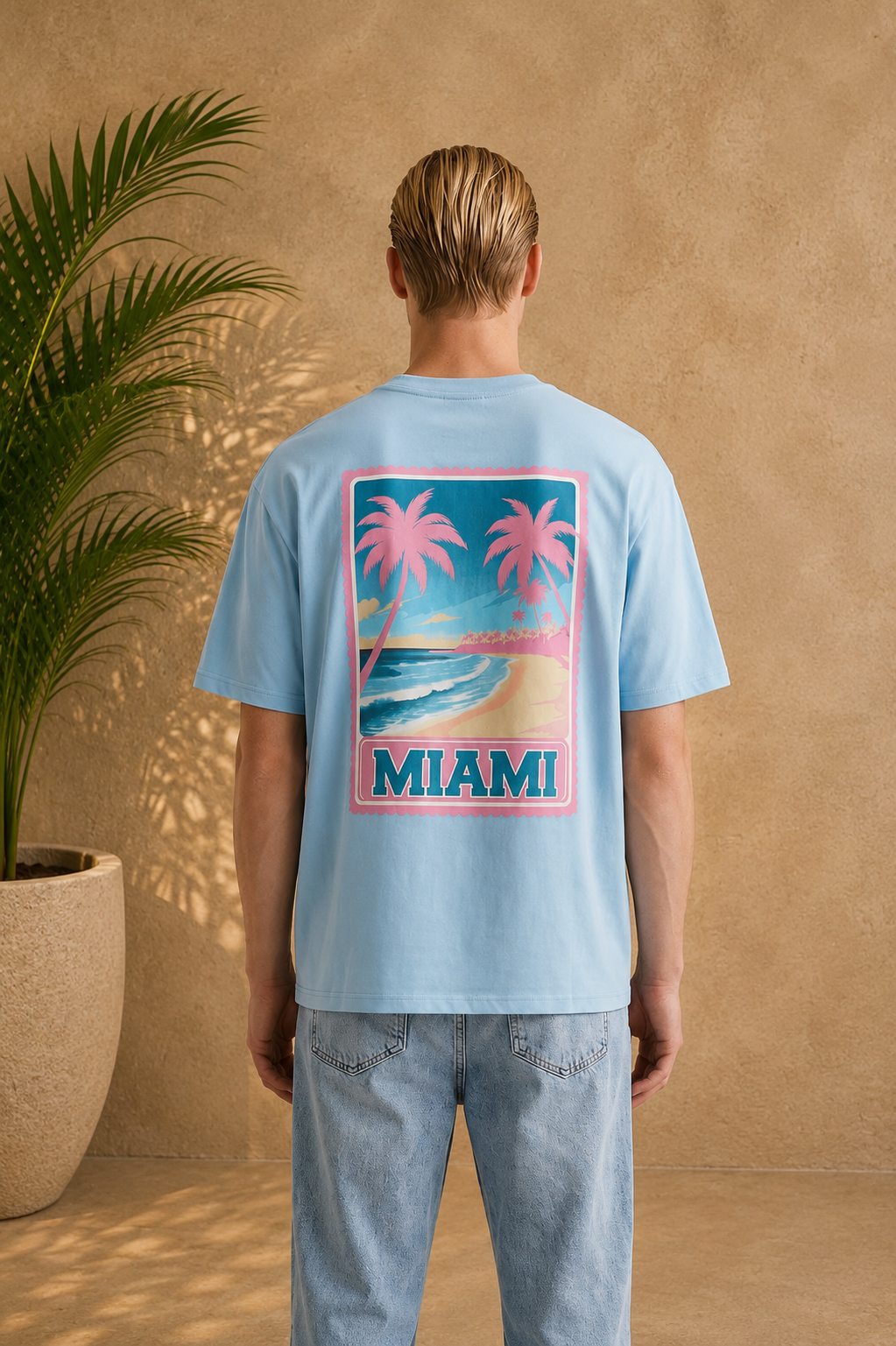 T-shirt Miami bleu Palmier