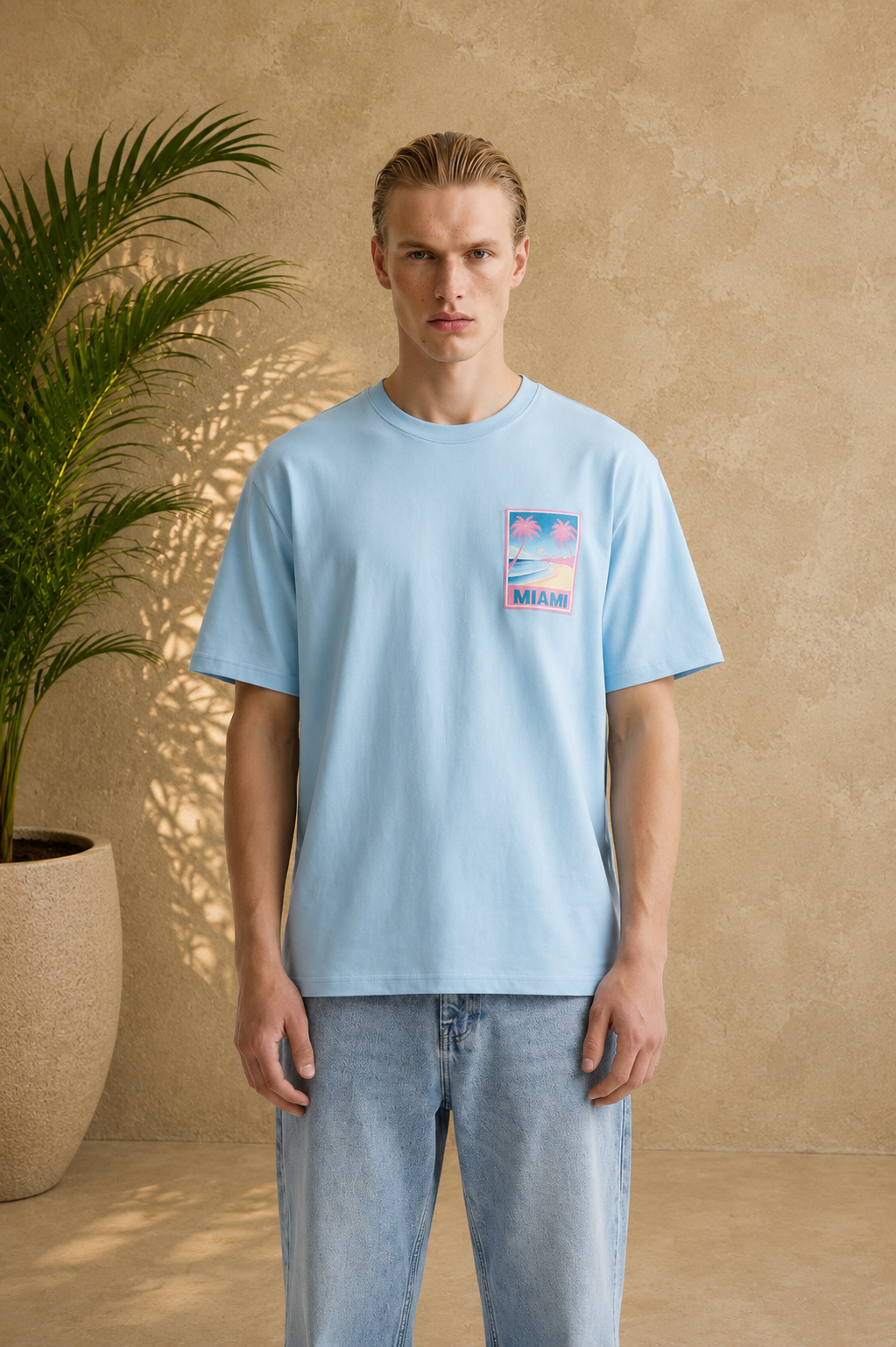 T-shirt Miami bleu Palmier