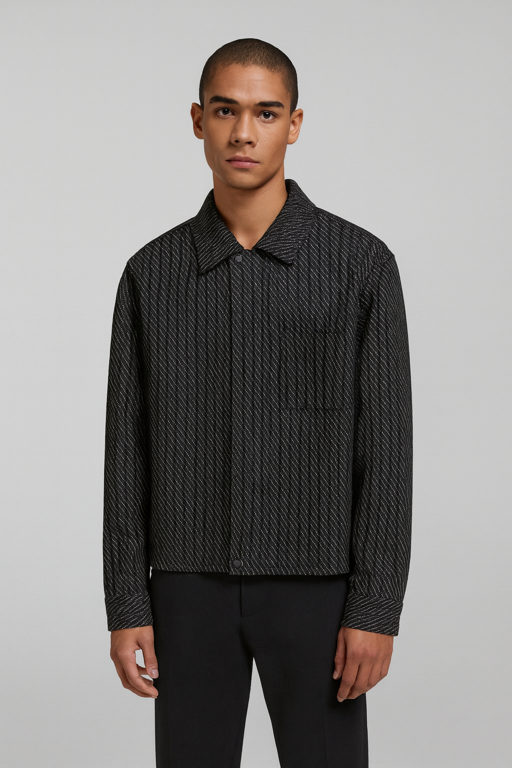 Veste zip noir motif blanc