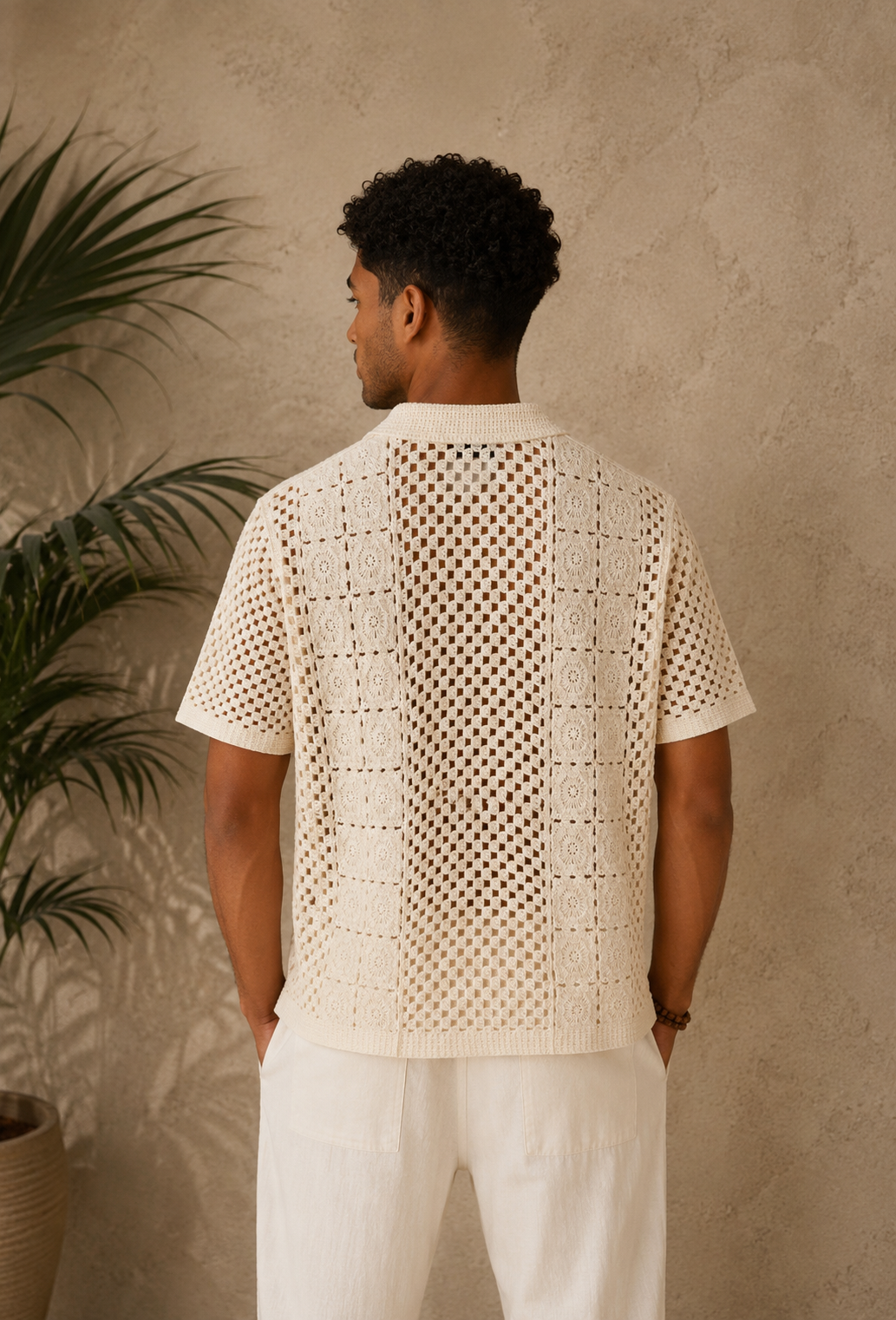 Chemise crochet beige