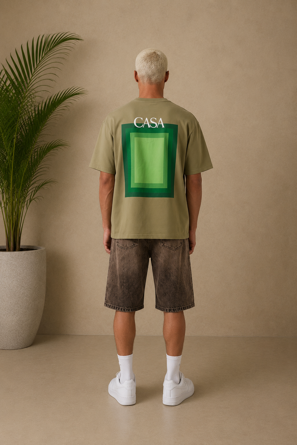 T-Shirt Casa kaki / vert