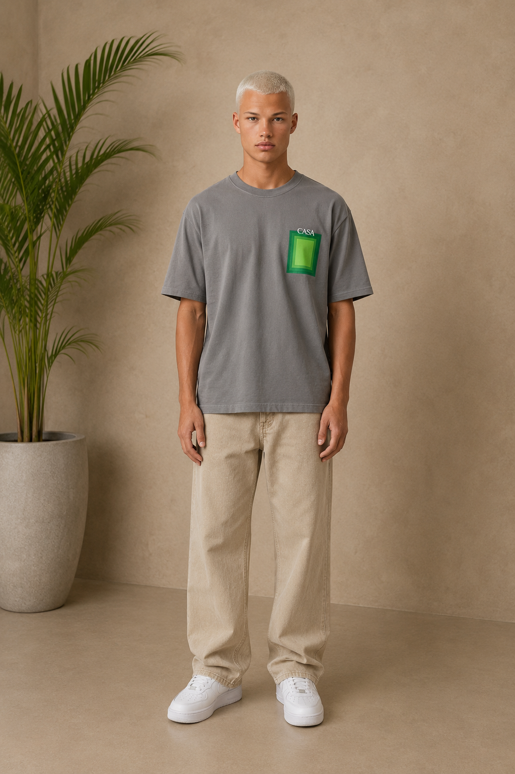 T-Shirt Casa gris / vert