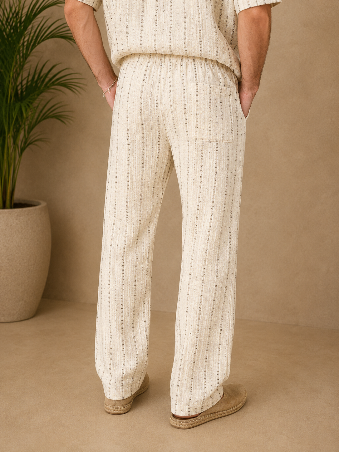 Pantalon beige motif