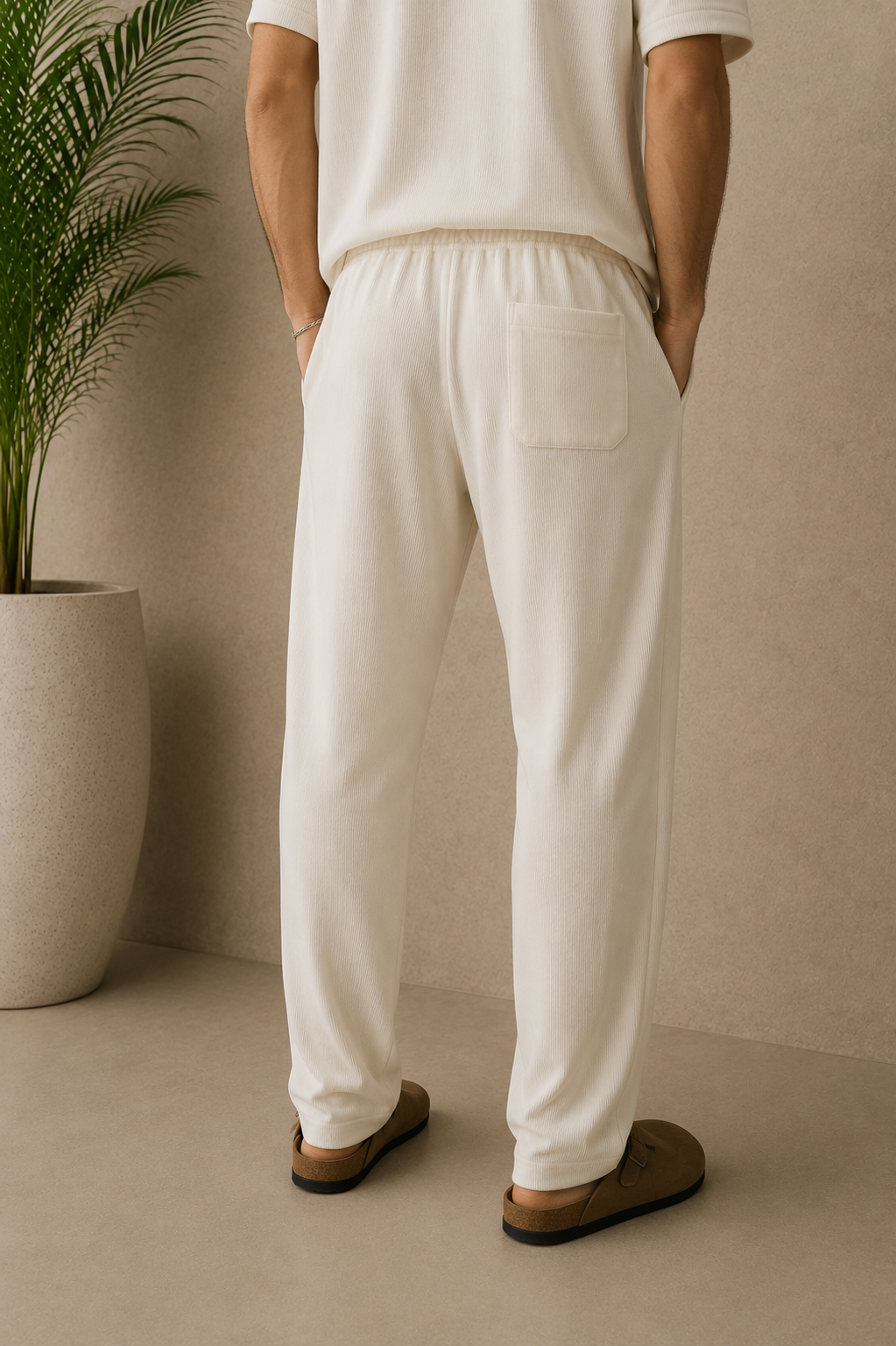 Pantalon blanc texturé