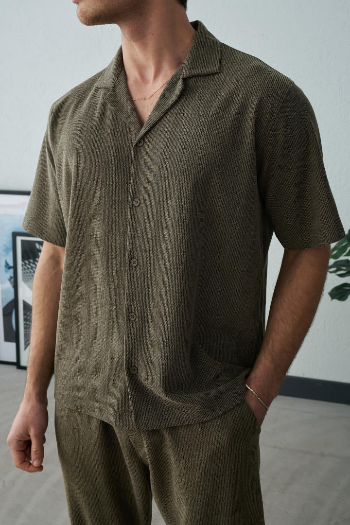Chemise texturé kaki