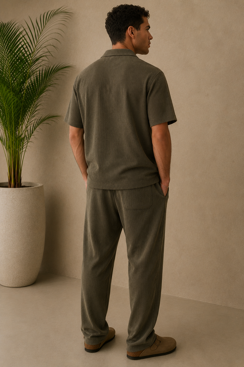 Chemise texturé kaki