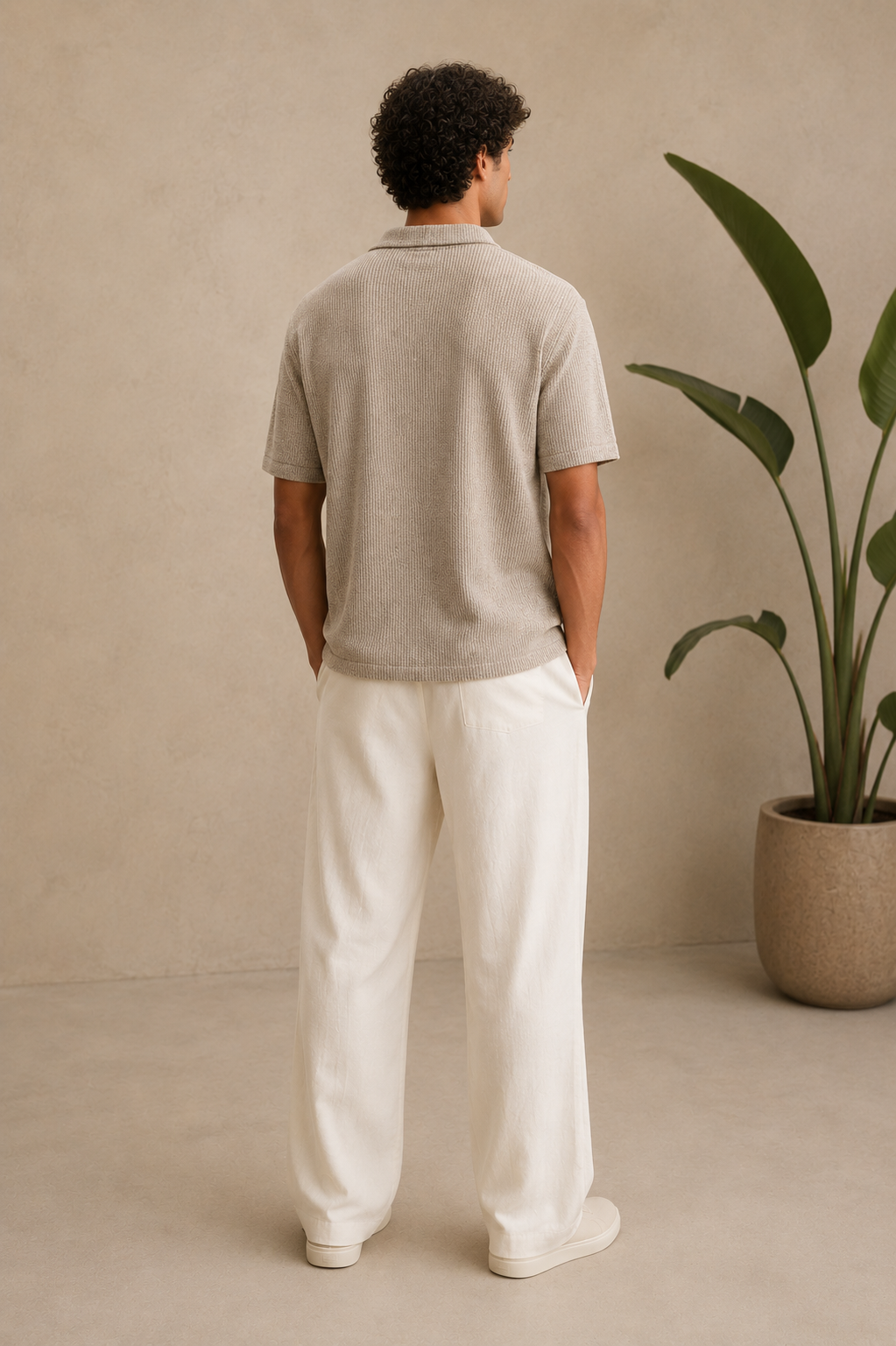 Polo maille beige