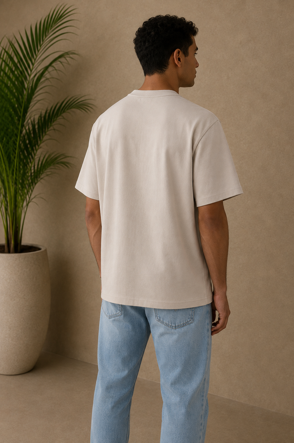 T-shirt beige cœur noir