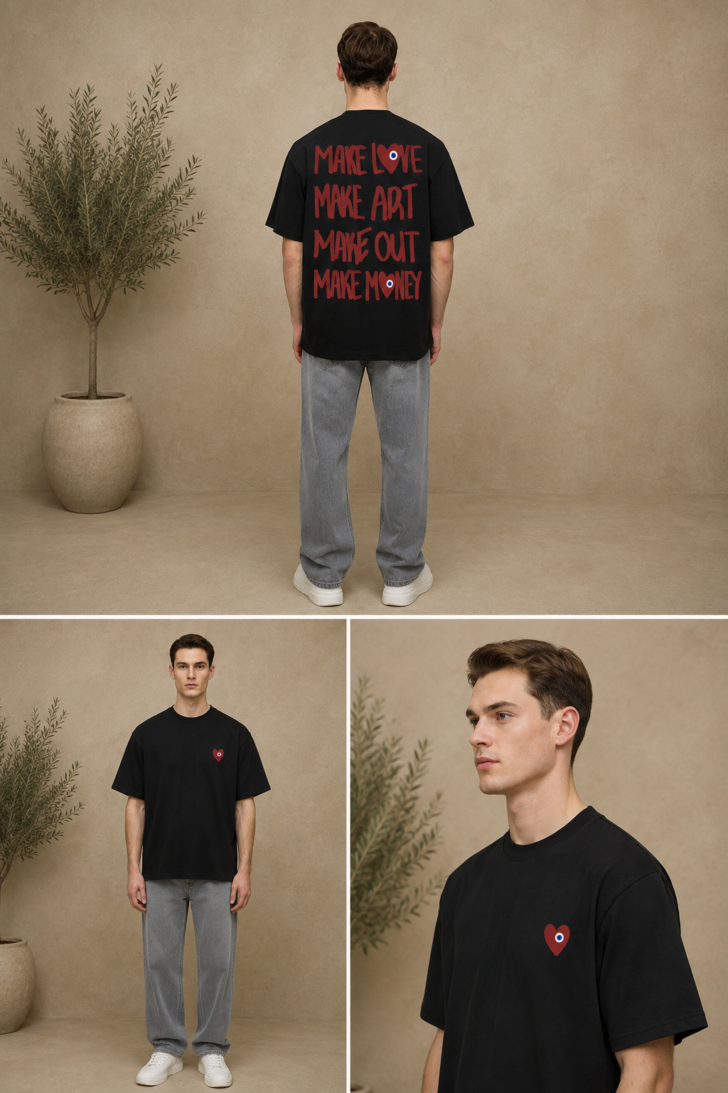 T-shirt Make Love noir