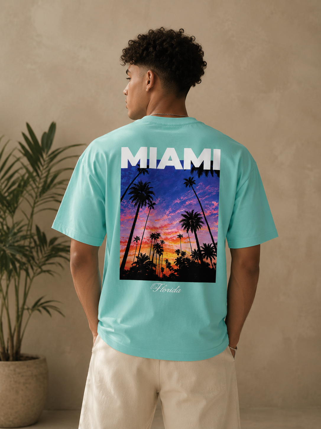 T-Shirt Miami vert turquoise