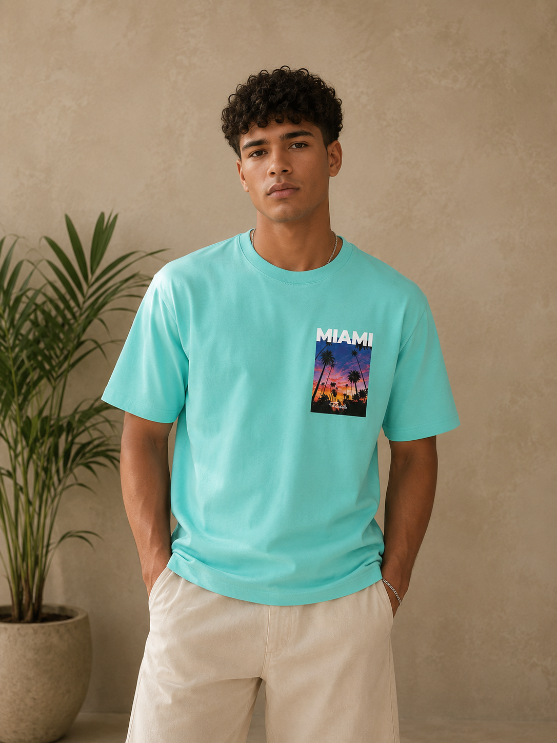 T-Shirt Miami vert turquoise