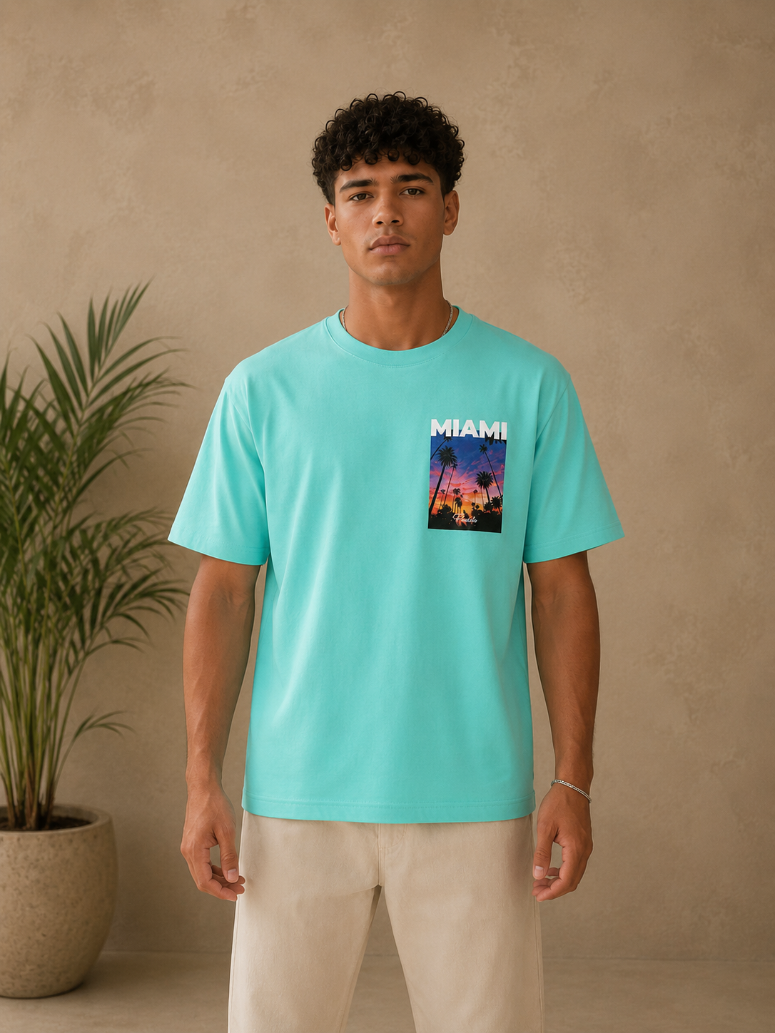 T-Shirt Miami vert turquoise