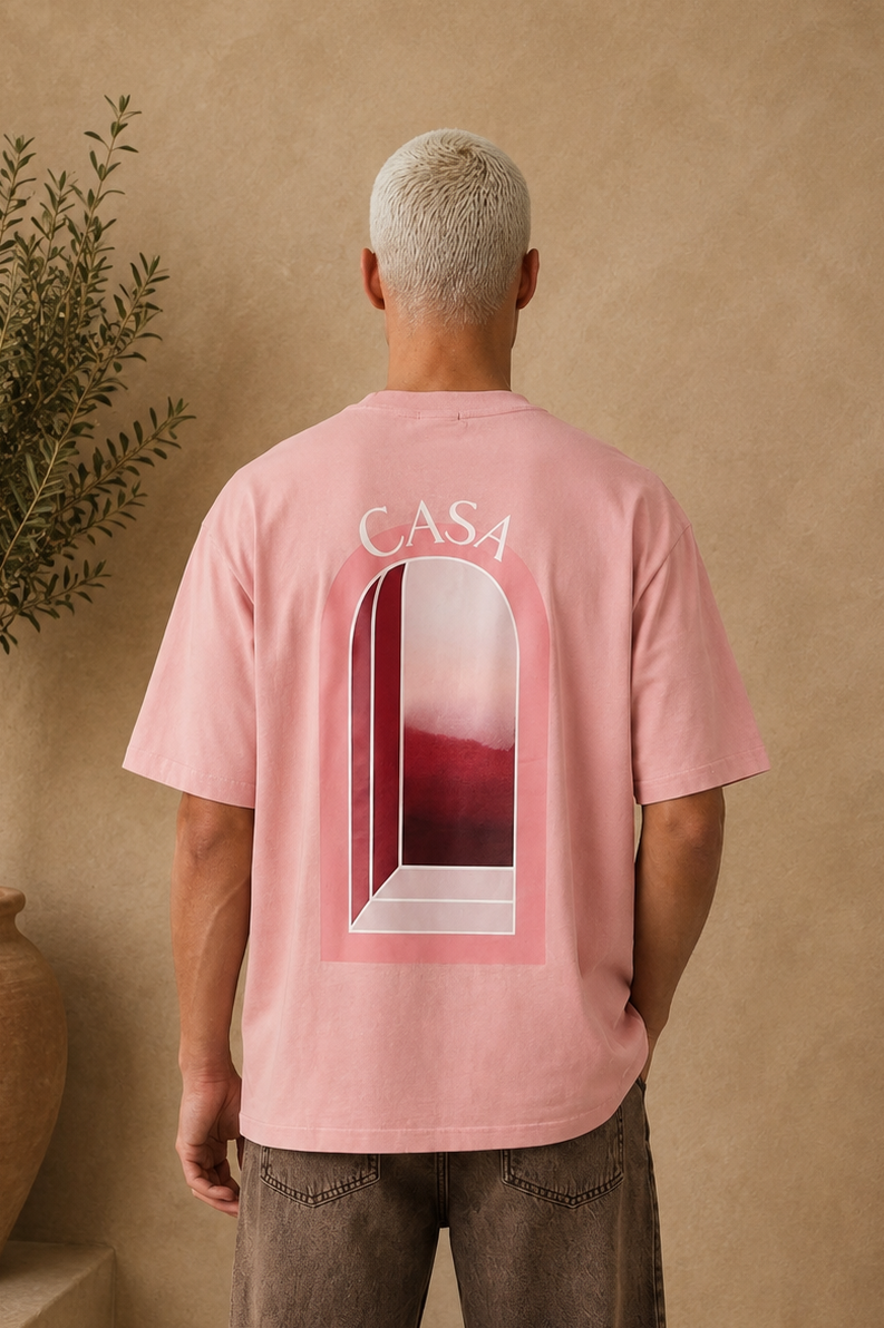 T-Shirt Casa rose / rouge