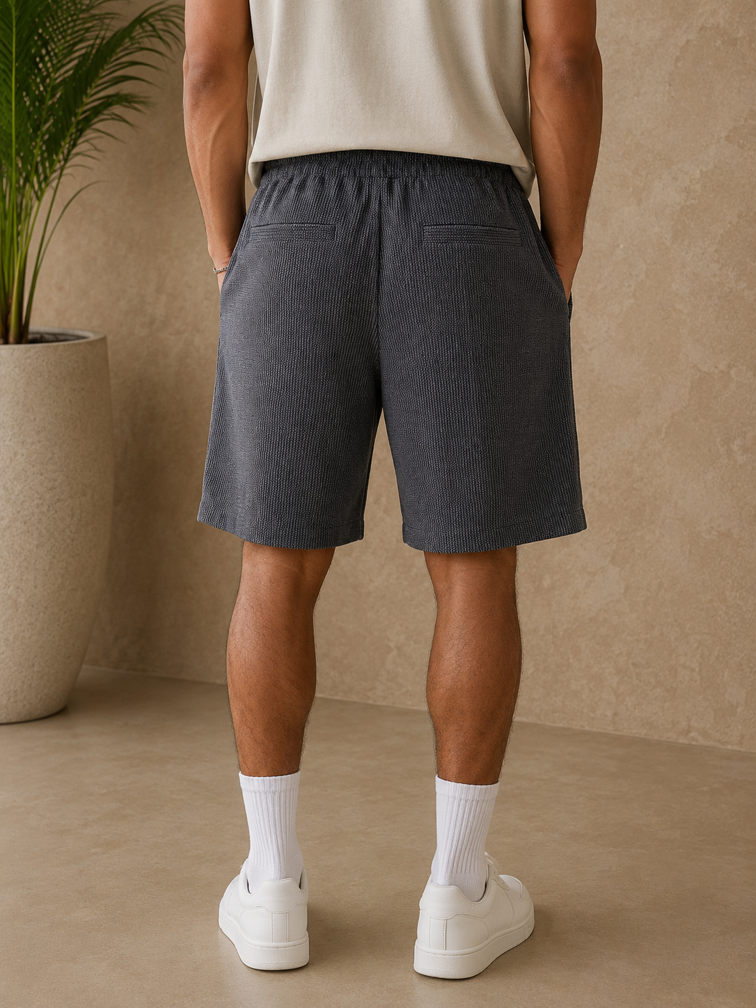 Short texturé bleu